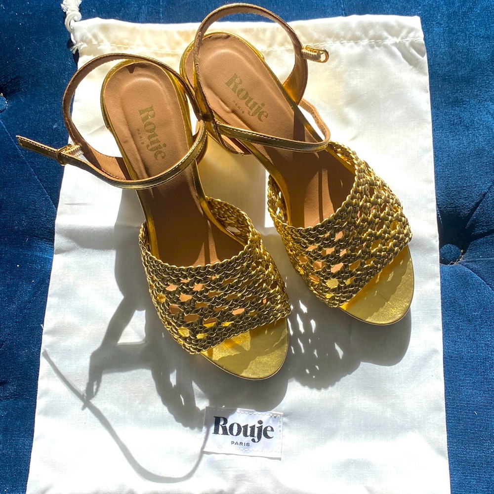 Rouje gold leather sandals size 36